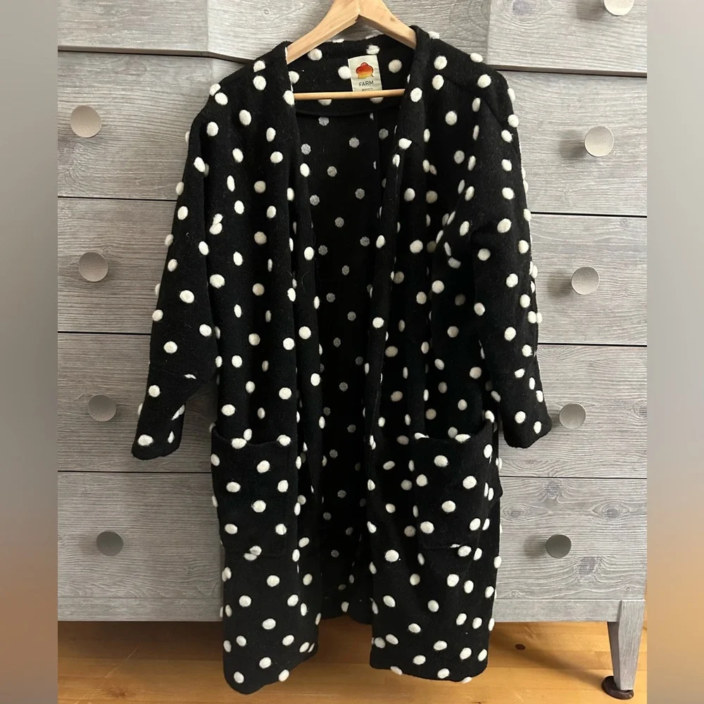 NWOT Farm Rio Polka Dot Midi Coat - Picture 3 of 6